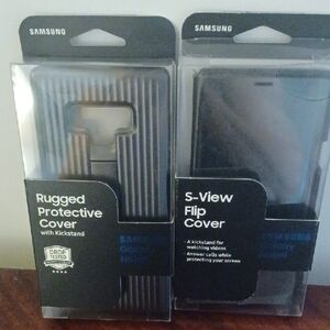 Samsung Black Rugged Protective Cover & S-View Flip Cover Lot of 2 New
